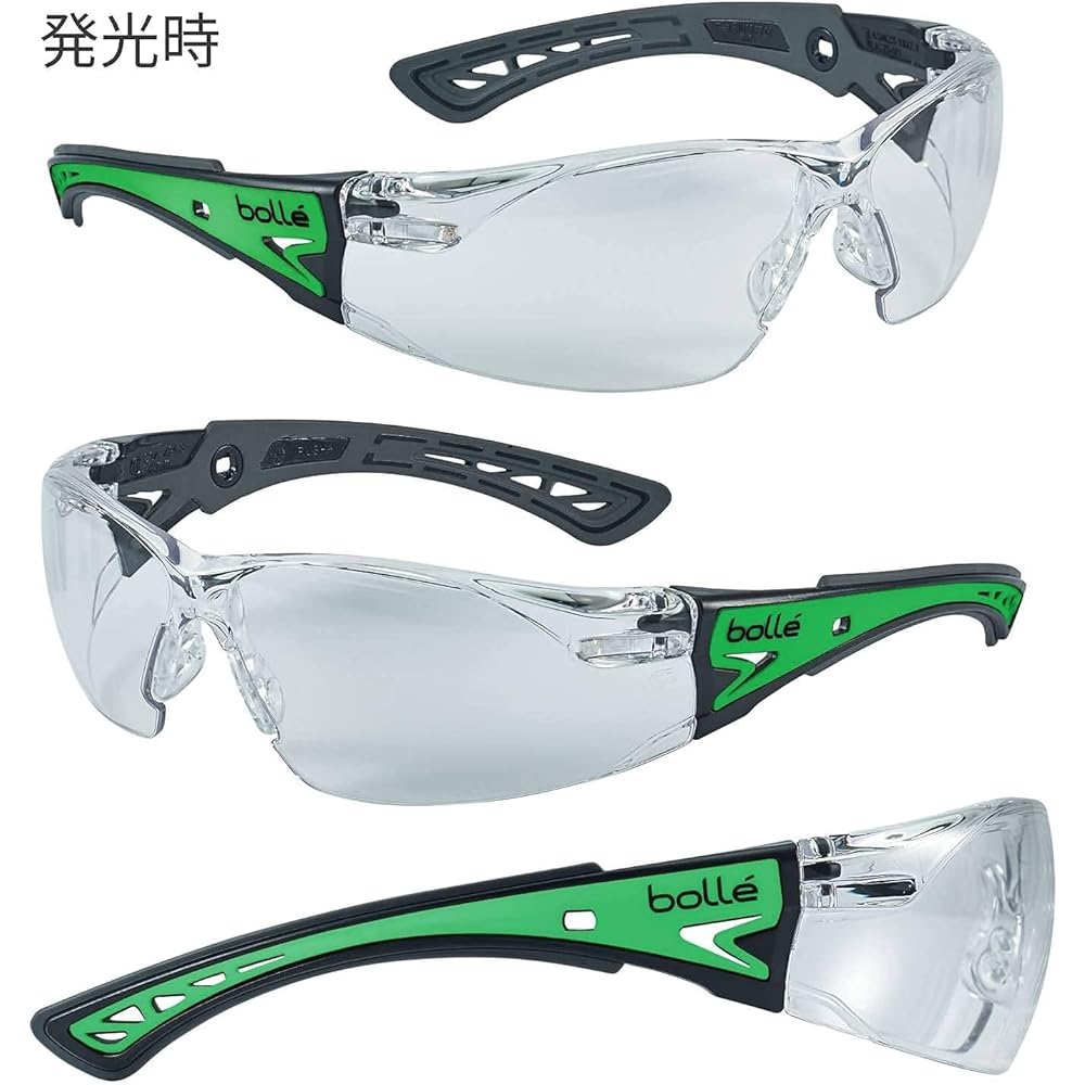 [bolle SAFETY] Rush Plus Glow 4-piece set (goggle body/gasket kit/semi-hard case/original cloth) GLOW ((semi-hard case) glow, clear)