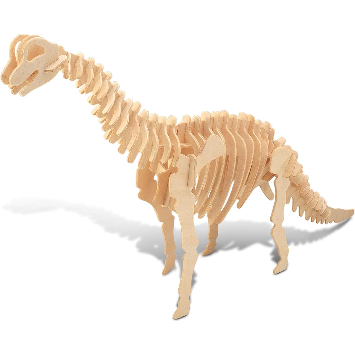 Puzzled 3D Puzzle Brachiosaurus Dinosaur Wood Craft Construction Model Kit Educational DIY Wooden Dinosaur Toys Assembly Model Unfinished Craft Hobby Puzzle 52 Pieces Pack
