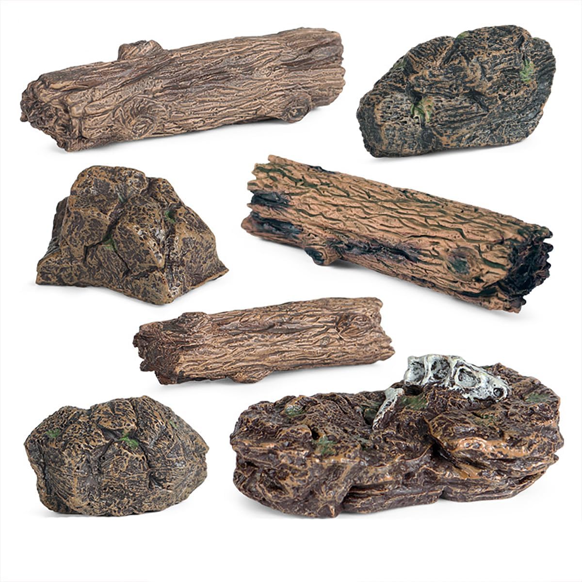 titihuirie 7pcs Miniature Tree Stamps Fake Tree Stump Decorations Mini Stone Rock Statues Mini Garden Figures DIY Fairy Garden Miniature Moss Landscape