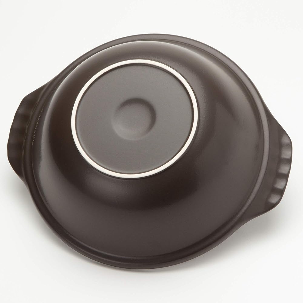 TAMAKI Earthen pot Thermatech for 4-5 people, Olive, Diameter 31.7 x Depth 27.2 x Height 15.6 cm, Direct fire/Microwave/Oven compatible TDF02-910