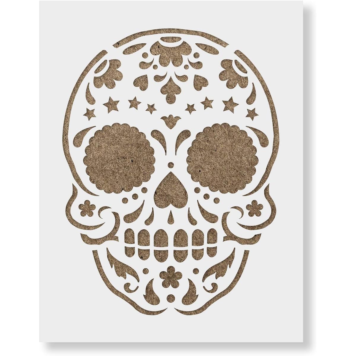 Sugar Skull Starry Sky Stencil Template for Walls and Crafts - Reusable Stencil Small and Large Size 36"x24", White 516AMZNTRUF01-36-24