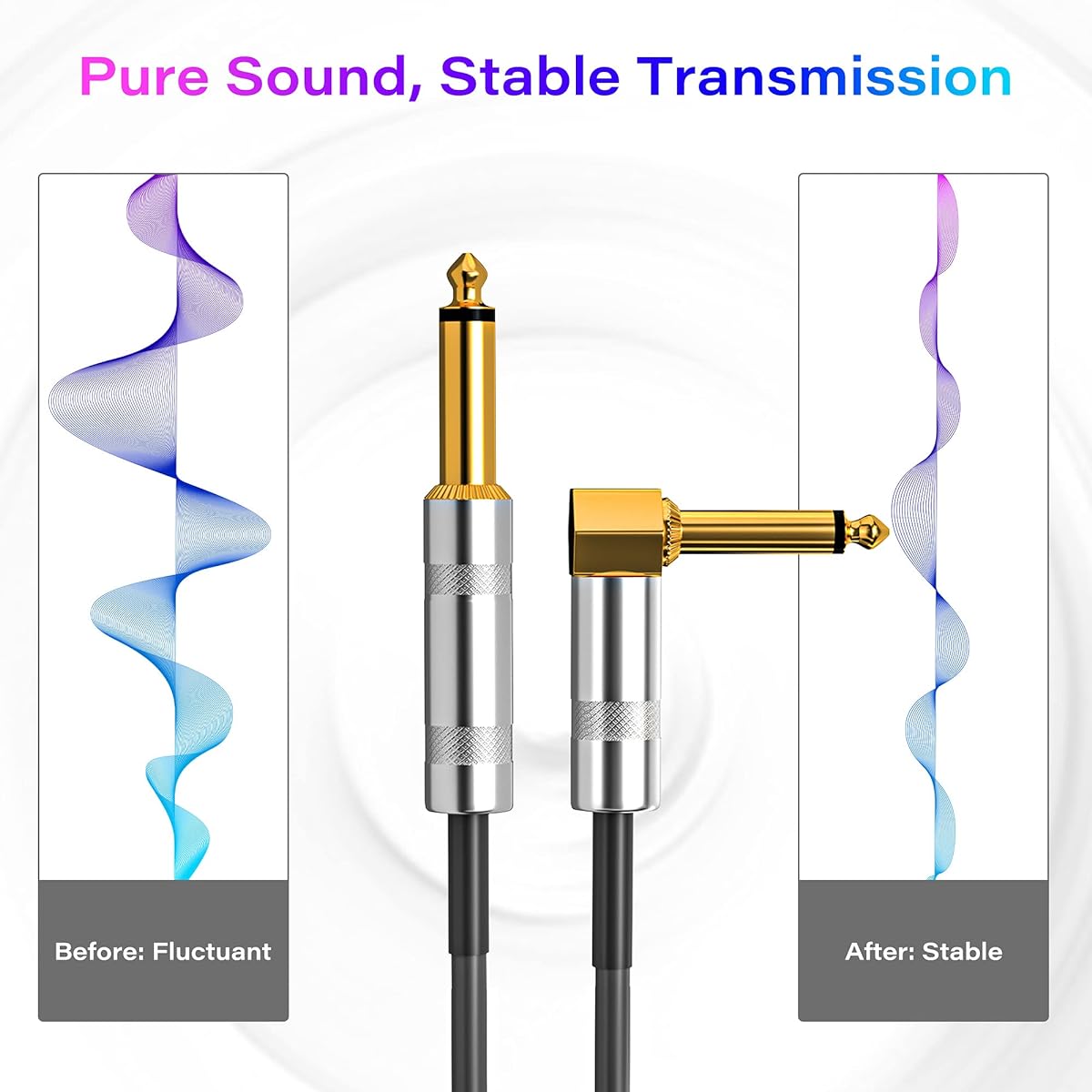 IUKUS Guitar Cable Electric Guitar AMP Cable Right Angle 6.35mm 1/4 inch TR Instrument Cord for Guitar Bass Mandolin Keyboard Pro Audio