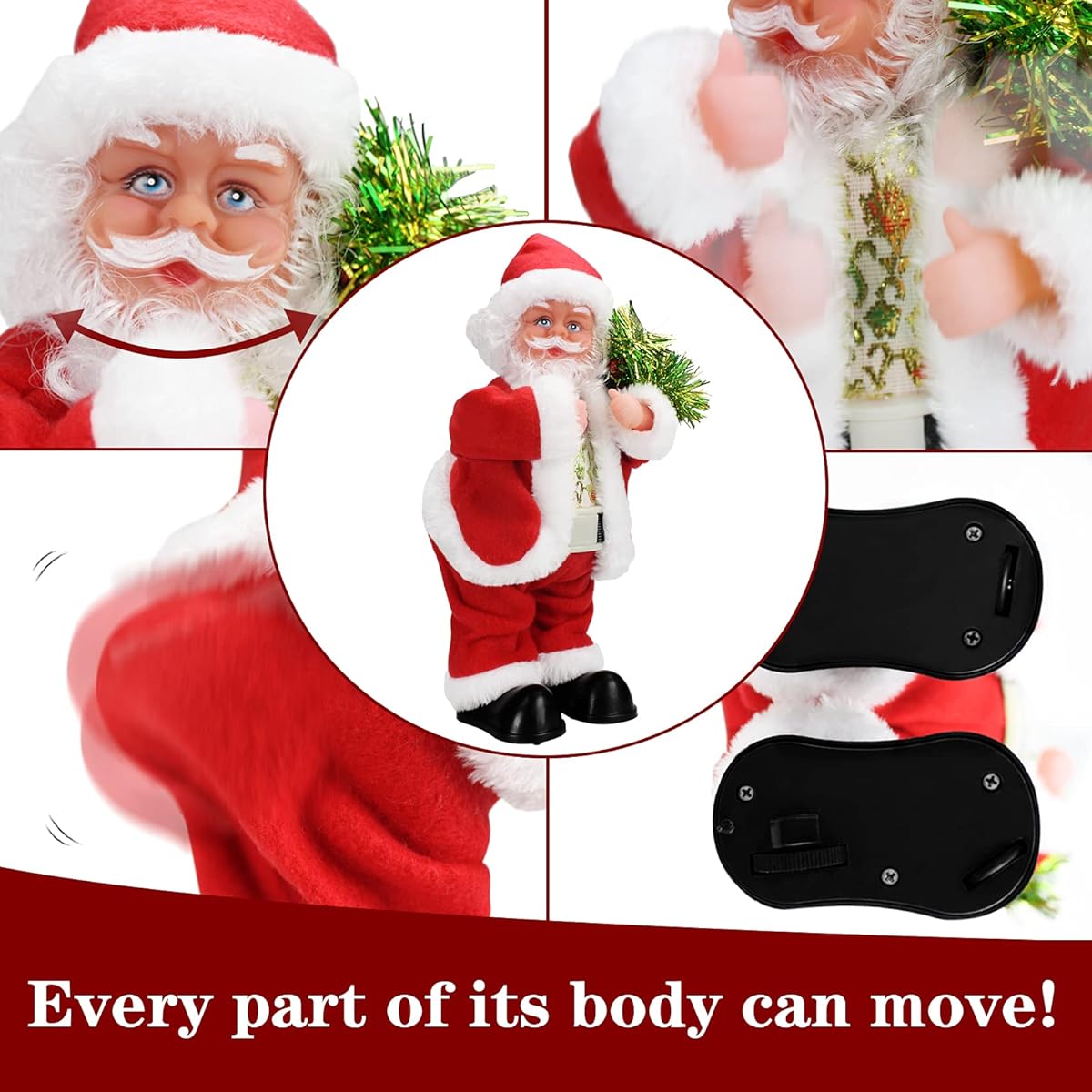 Gfilay Twerking Santa Plush Toy with Hip Twist Sings and Dances to Christmas Songs in English for Kids and Musical Dolls Decoration
