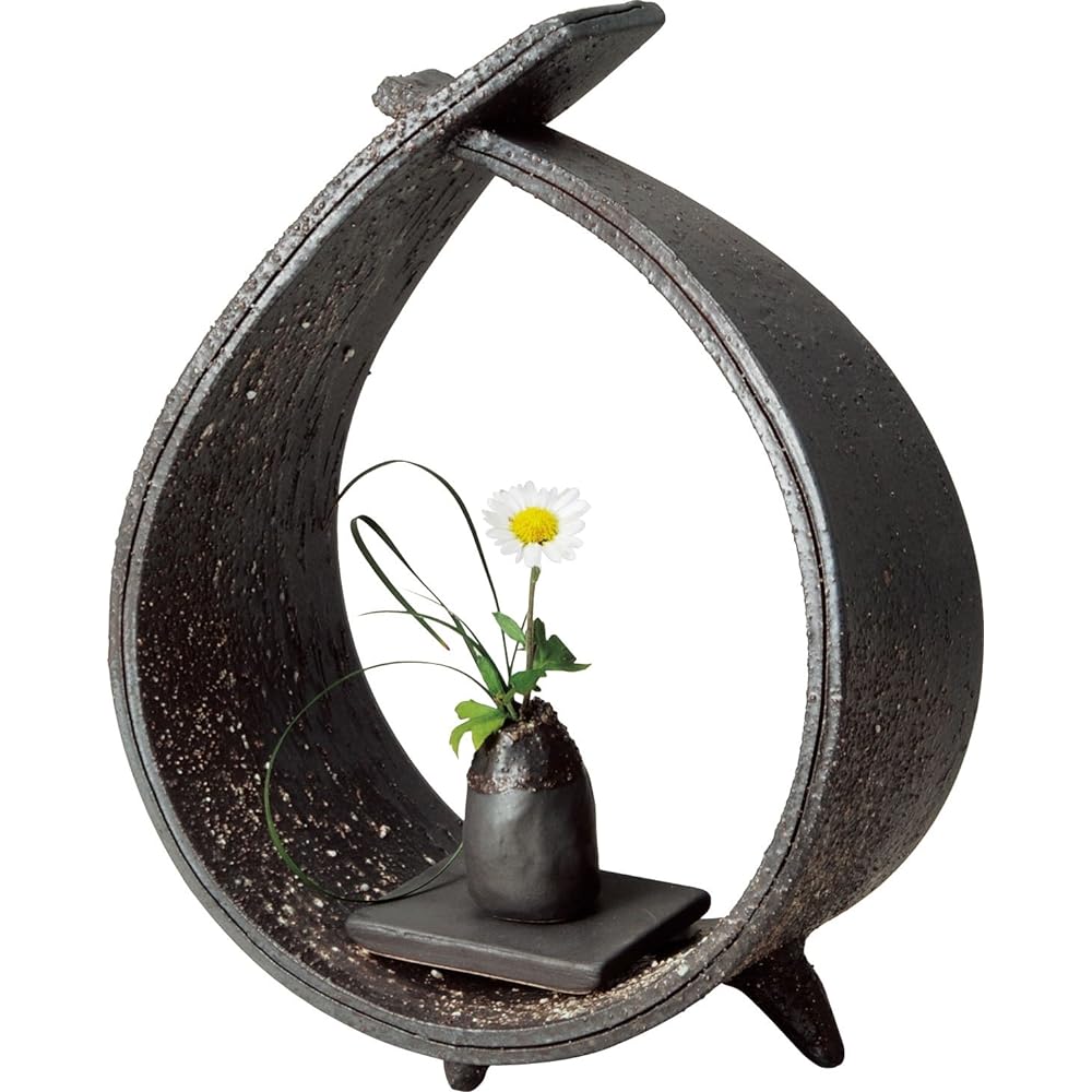 Shigaraki ware vase fan-shaped vase (large) width 40 x depth 11 x height 29 cm 505-05