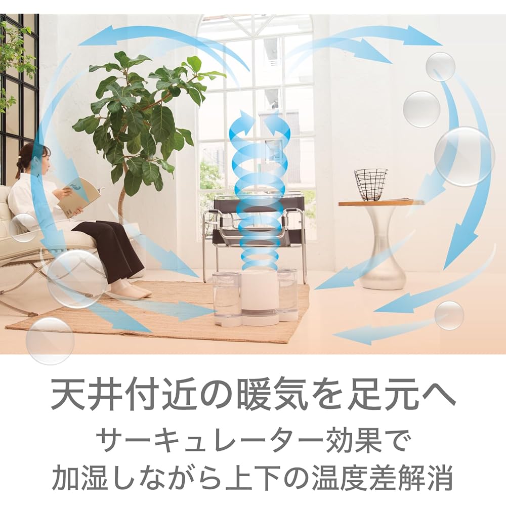Vornado Evaporative Humidifier Equipped with Circulator, 35 Tatami Large Capacity, No Overhumidification, Easy to Clean, 5.7L, White EV200-JP