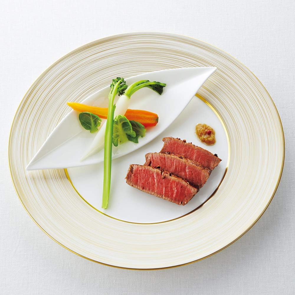 NARUMI Plate Gold Swirl Band 27cm Gold Stylish Elegant Flat Plate Rim A La Carte Plate Made in Japan 52146-5666