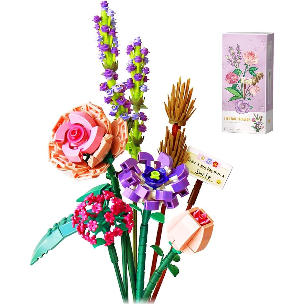 Flower Bouquet Building Blocks Set, 547 Pieces Mini Artificial Creative Blocks Set for Girls Ages 8-12 6-12 10 11 DIY Blocks Kit Birthday Gift Ideas Home Decoration