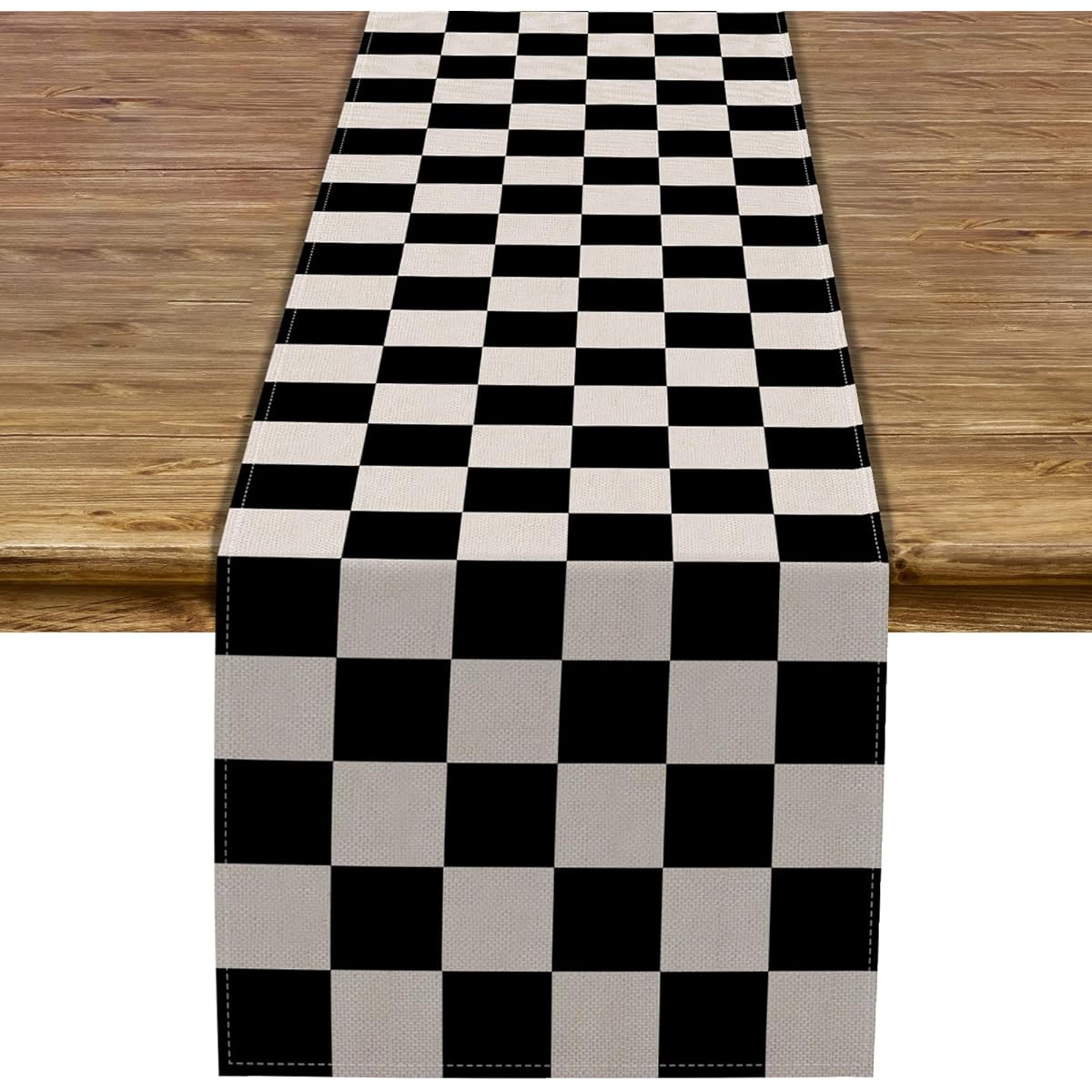 Sunwer Racing Car Table Runner Black & White Checkered Car Birthday Party Decorations Kitchen Dining Room Decor 72" Long