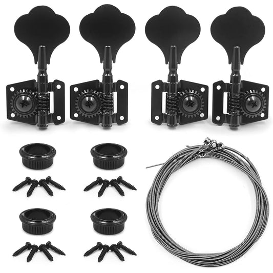 2R2L Bass Tuning Peg Vintage Open Gear String Lock Key Tuner Machine Head 4 String Jazz Precision P Bass Replacement Black