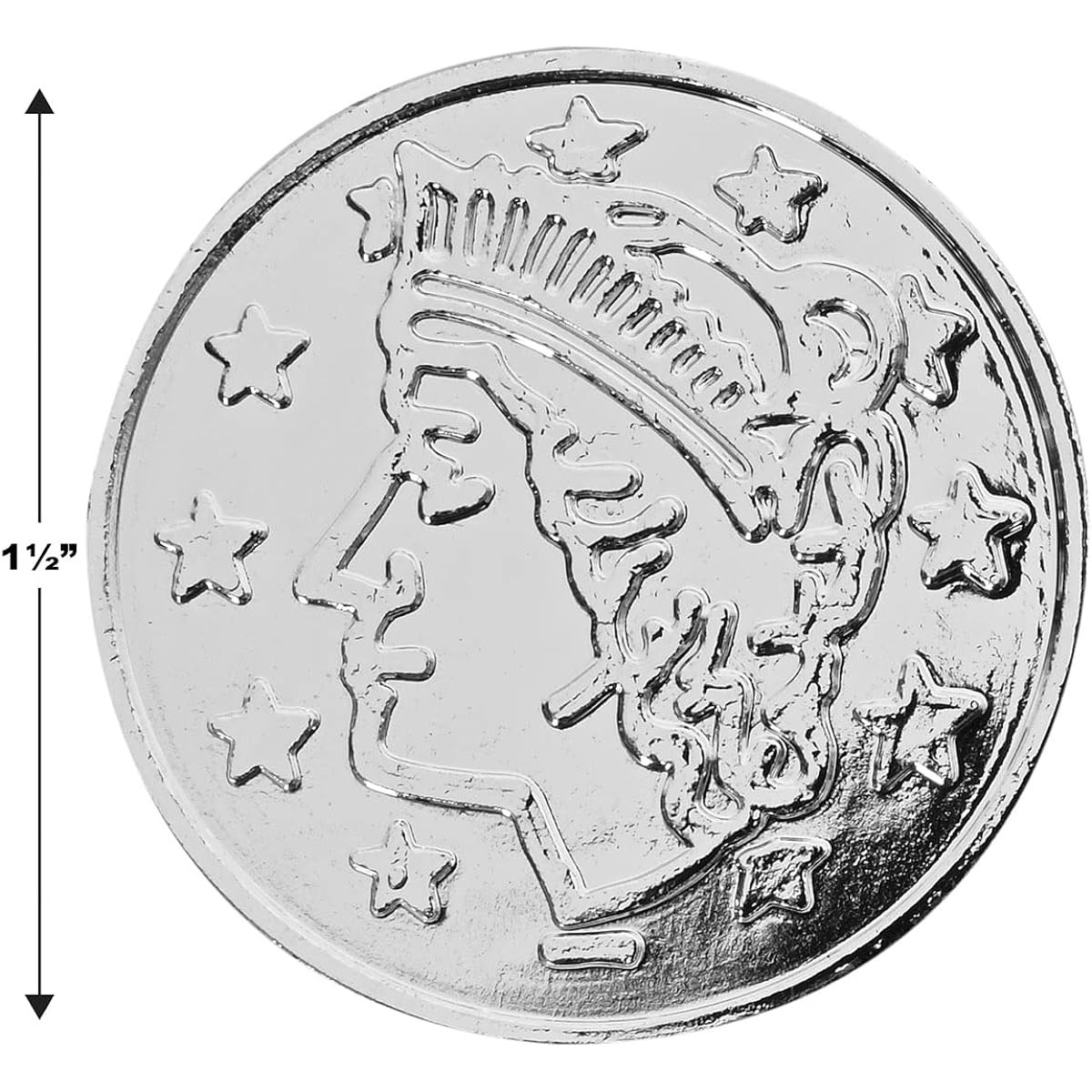 Beistle 300 Pieces Silver Embossed Plastic Coins Casino Western and Pirate Themed Treasure Chest Party Favors 1.5 Inch