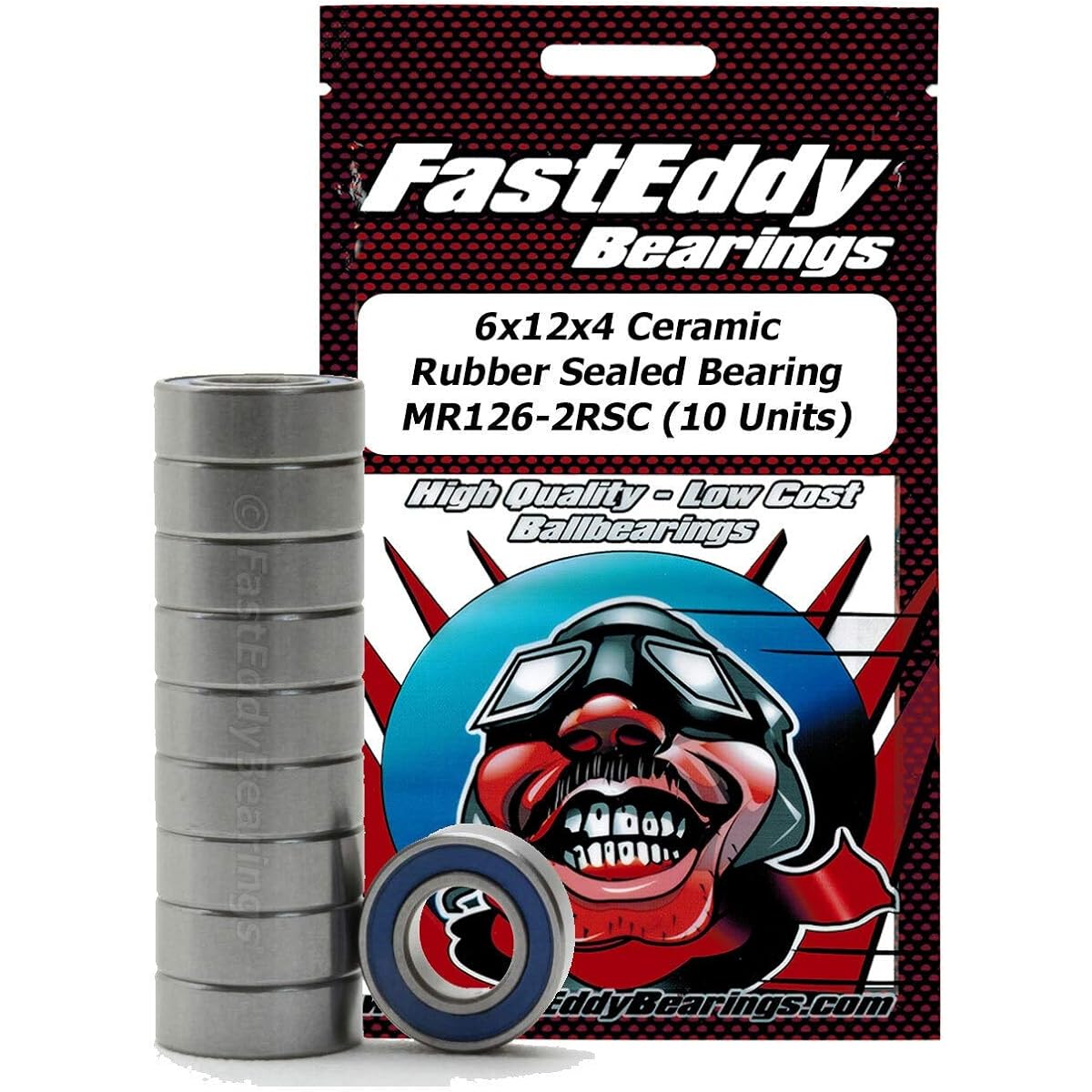 FastEddy Bearing 6x12x4 Ceramic Rubber Sealed Bearing MR126-2RSC (10 Units)