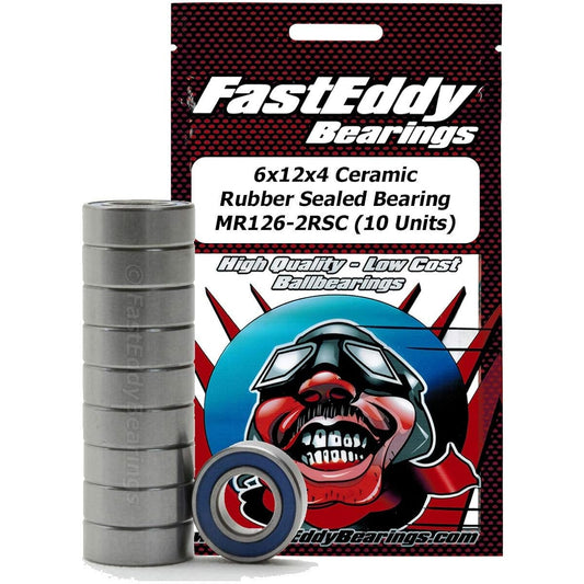 FastEddy Bearing 6x12x4 Ceramic Rubber Sealed Bearing MR126-2RSC (10 Units)