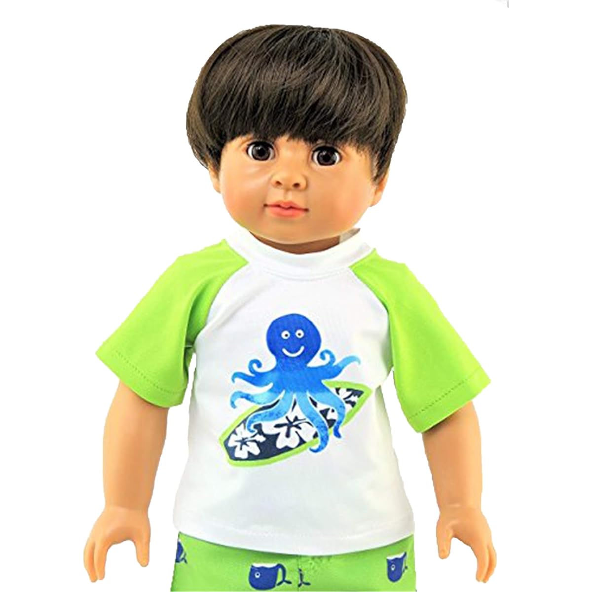 American Fashion World Boys Surfing Octopus Rash Guard Swim Trunk Set for 18" Dolls such as American Girl Dolls