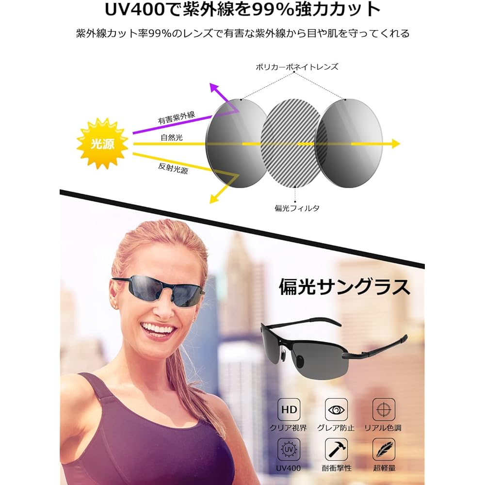 [WFSWG] Sunglasses, Polarized Sports Sunglasses, Smart Color Change, UV400, UV Protection, Reflective Light, Strong Light, Lightweight, Popular, For Driving, Elasticity, Stability, Impact Resistance, Fishing, Golf, Skiing, Sun Protection, Vacation/Travel
