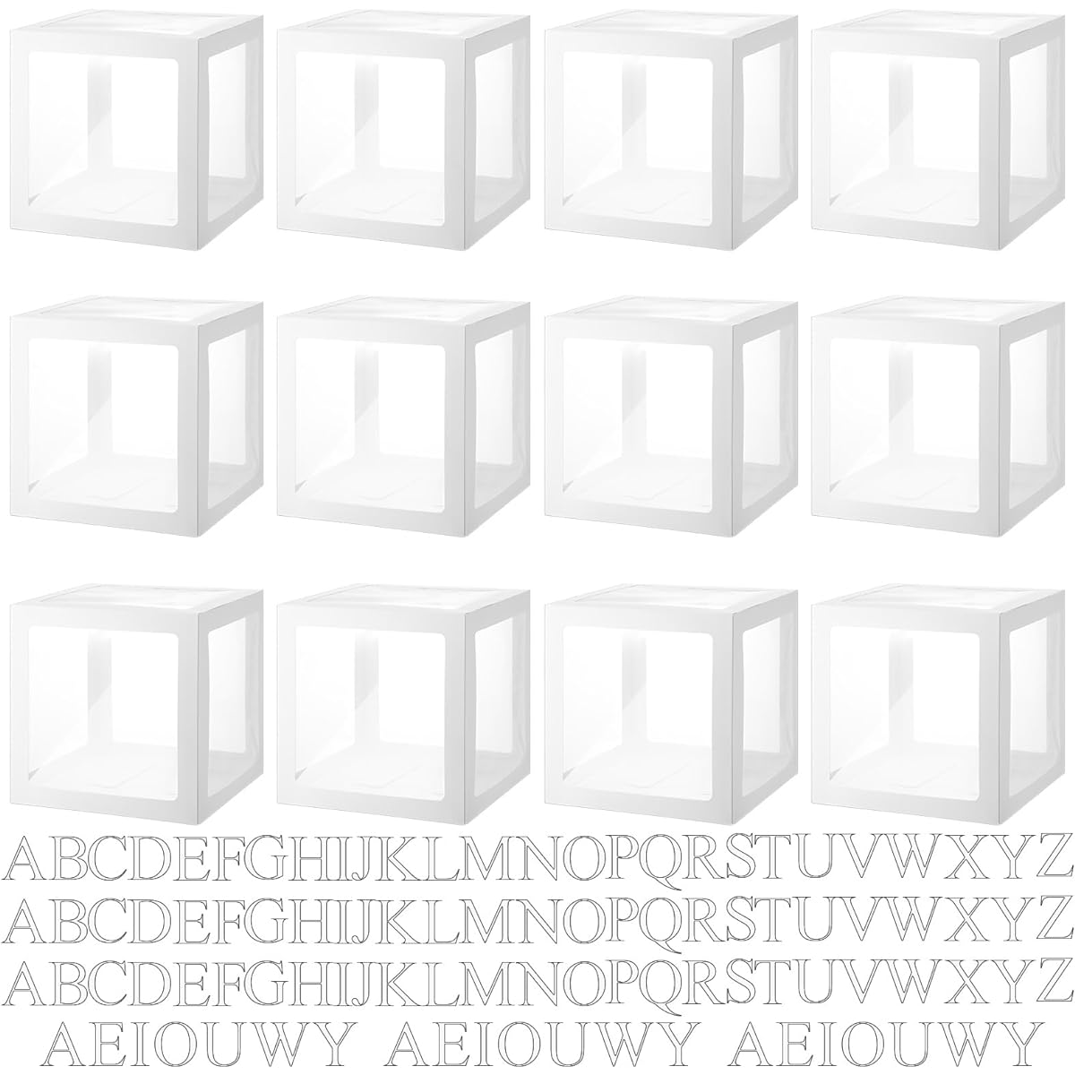 Thyle Transparent Balloon Box 12 Pieces White Clear Balloon Box 99 Characters Baby Shower Gender Reveal Graduation Birthday Party Bridal Wedding Anniversary Background Decoration