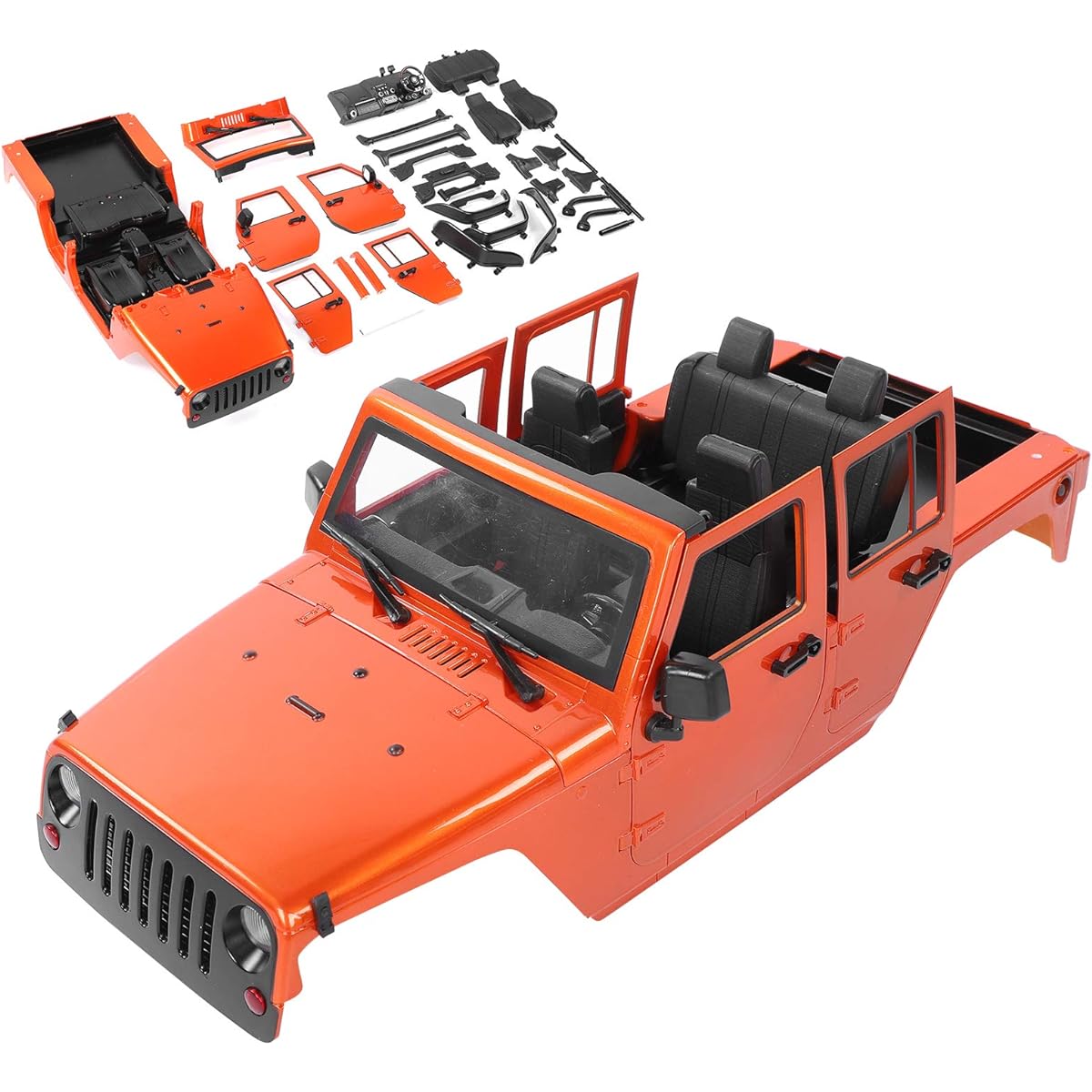 Open Car Body Shell, 1:10 313mm Wheelbase Car Body Shell, 17.91 Inch RC Model for RC Toys RC Model Car RC Car (Orange)