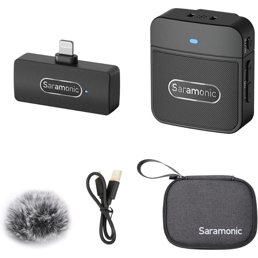 , Dual Channel Support, Omnidirectional, Noise Suppression, Automatic Pairing, Ultra Mini & Lightweight, 10 Hours of Continuous Operation, Compatible with IOS Devices, Vlogs/YouTubers/Meeting Recording/Interviews/Live Broadcasts/Video Distribution, Black