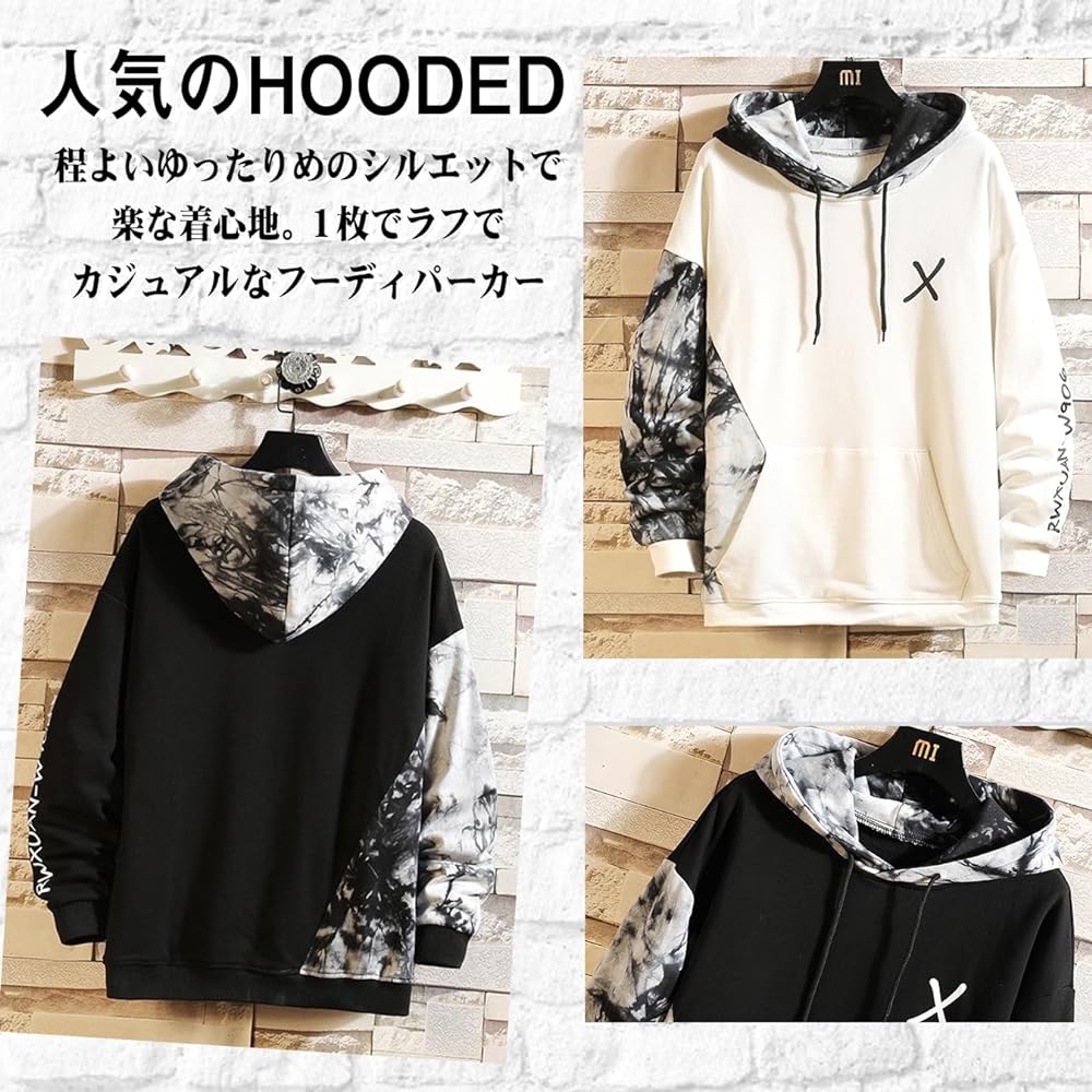 [NEKORA] Men's Parka, Long Sleeve, Large Size, Hooded, Pullover, Loose, Stylish