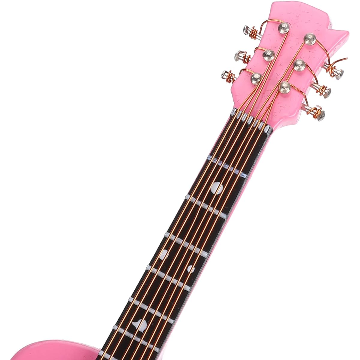 FIYO Mini Guitar Model, 10 x 3.5cm Pink Wood Musical Instrument Model, Mini Musical Instrument Model Ornament Music Room Ornament Gift