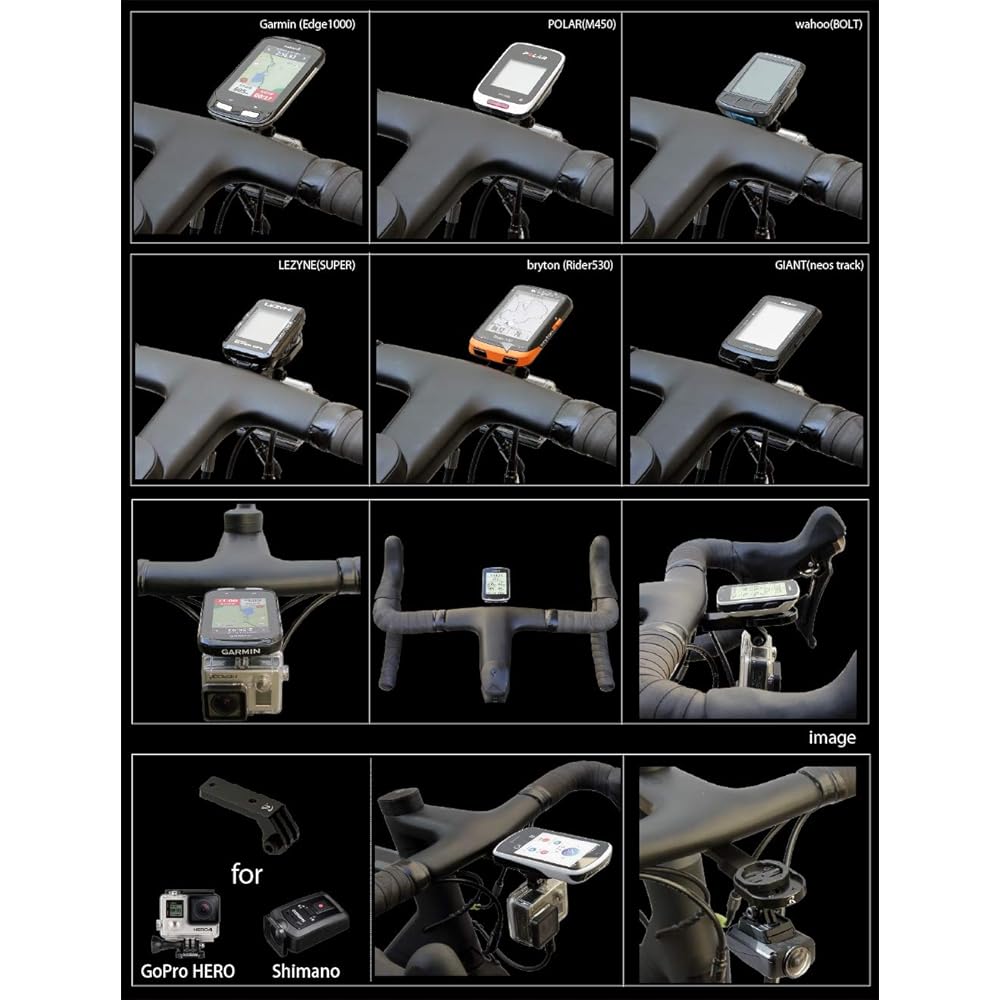 REC-MOUNTS Canyon H31, CP01, CP04, CP06, CP07, CP10, CP16 CP20, CP0018 Type α Combo Mount (10 brands compatible model) [CANYON2α+GP] Garmin, Cateye, Pioneer, Lesine, Wahoo , Brighton, Giant, Explova, Sigma, Polar, GoPro HERO compatible