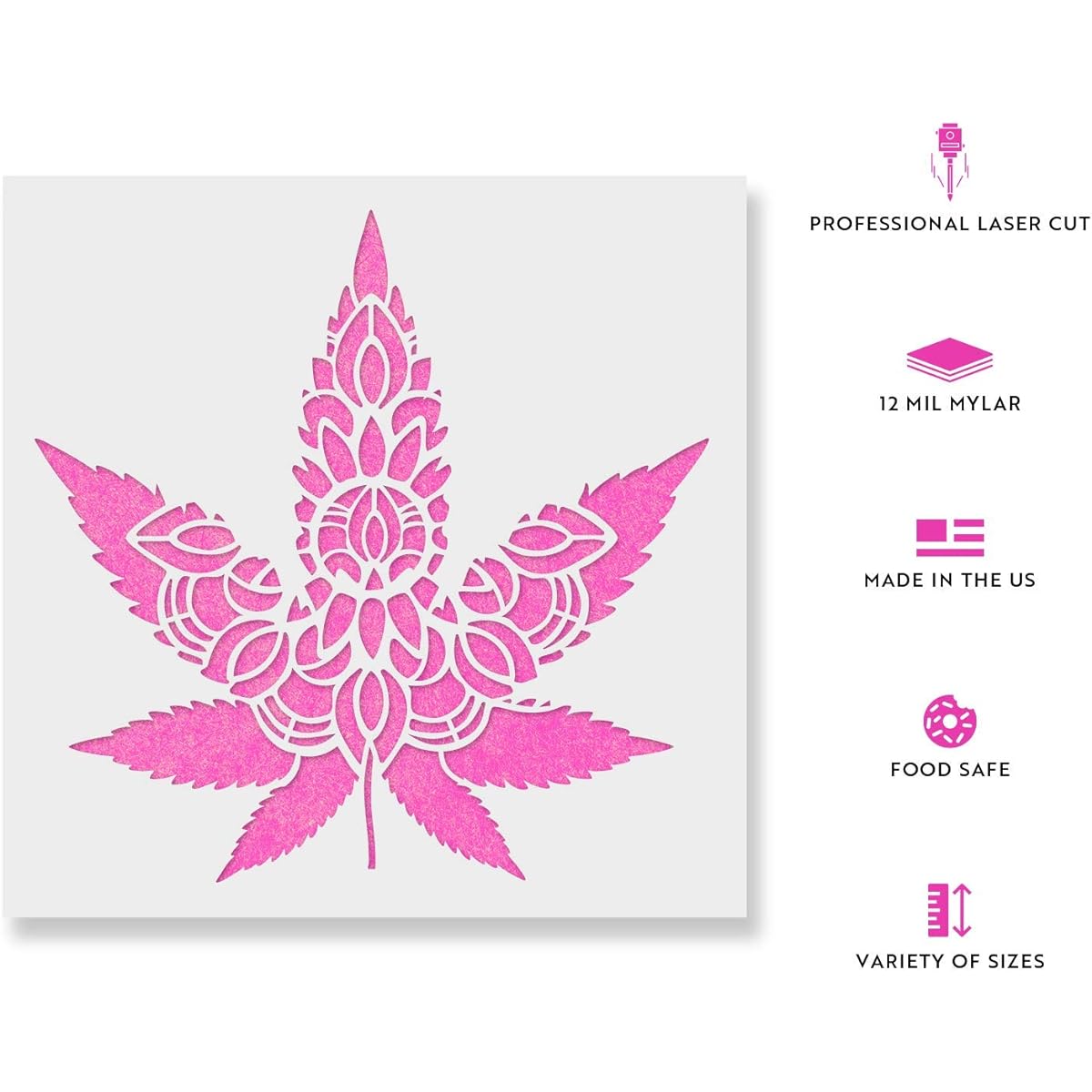 Mandala Weed Leaf Stencil - Reusable Stencil for Painting - DIY Mandala Weed Leaf Home Decor