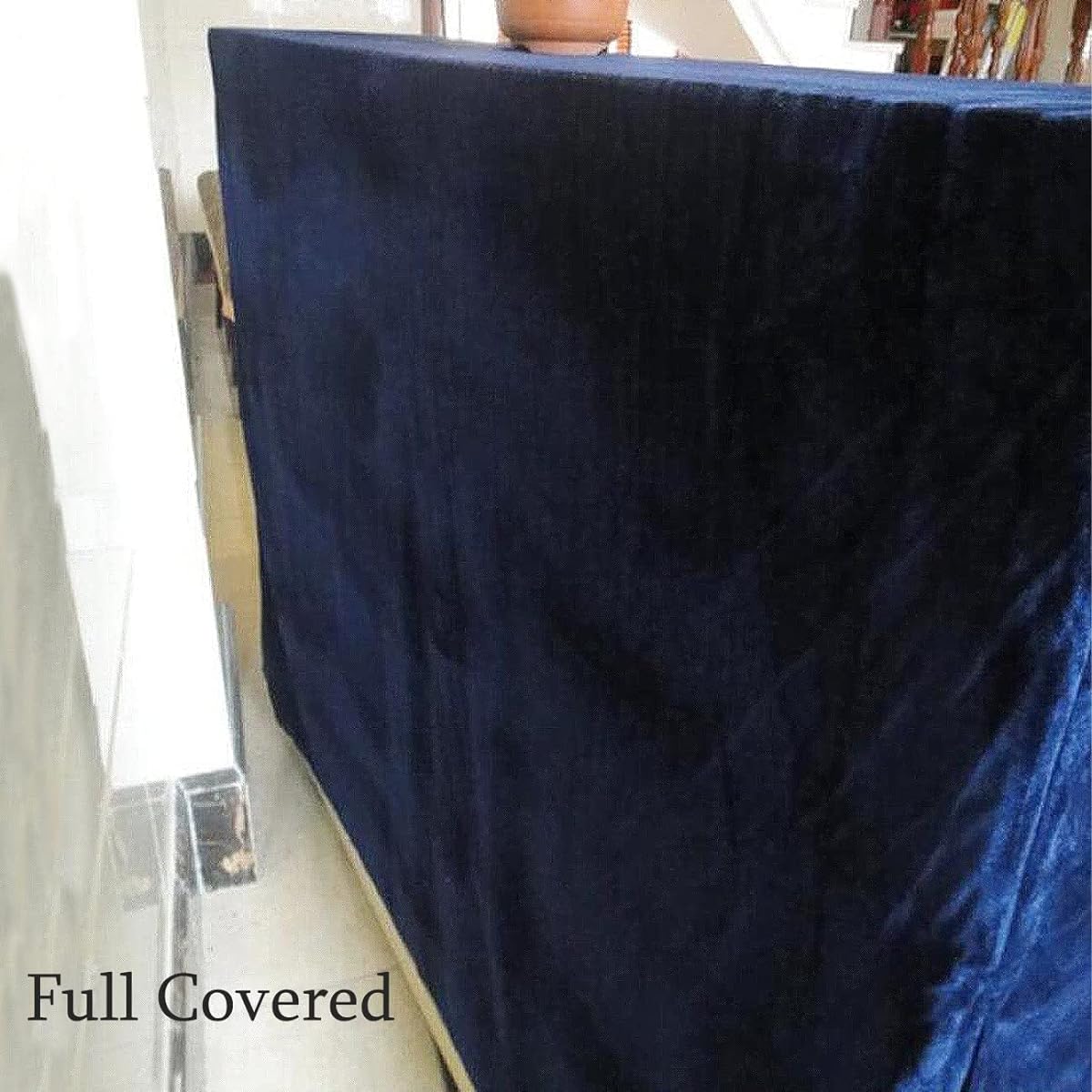 J&C Grand Piano Cover 220G Thicker Pile Gold Velvet 5' 5.5' 5' 8' 6' 6.8' 7.5' 8' Dustproof and Static (Blue, Excluding Chair Cover) (200-220 cm /5.5 -5.9')