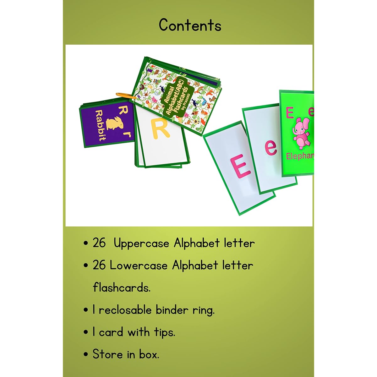 Frazzels Alphabet - ABC Flash Cards for Toddlers - Laminated with Binder Ring