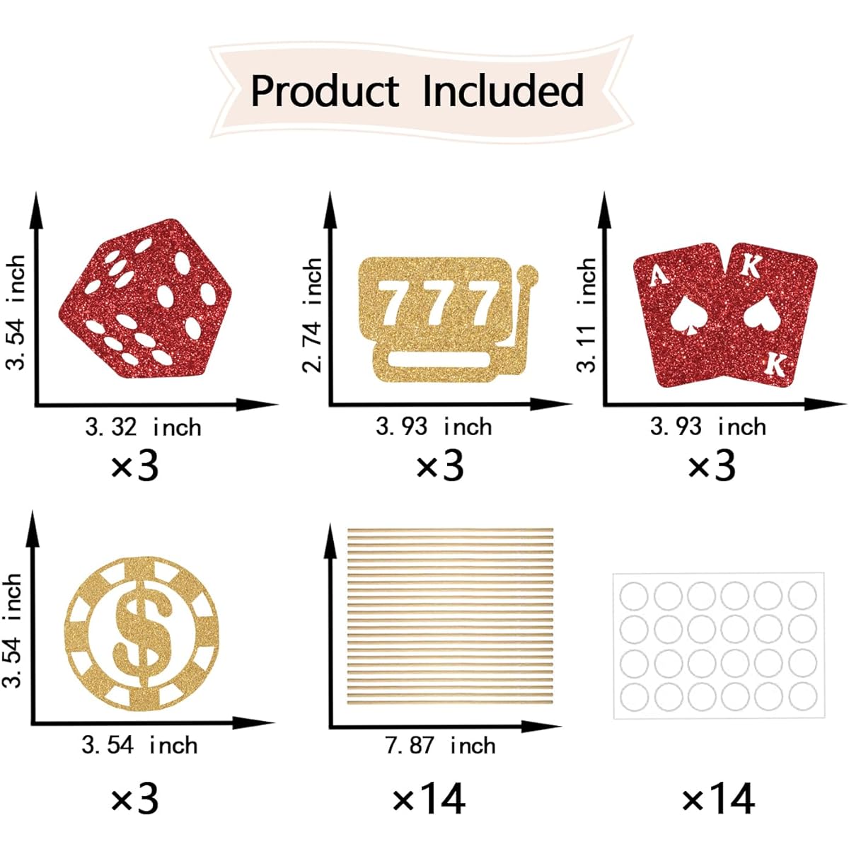 Casino Centerpiece Sticks Casino Party Decorations Poker Theme Party Decorations Card Game Theme Las Vegas Scene Birthday Party Decorations Supplies 12 Pieces Red Gold