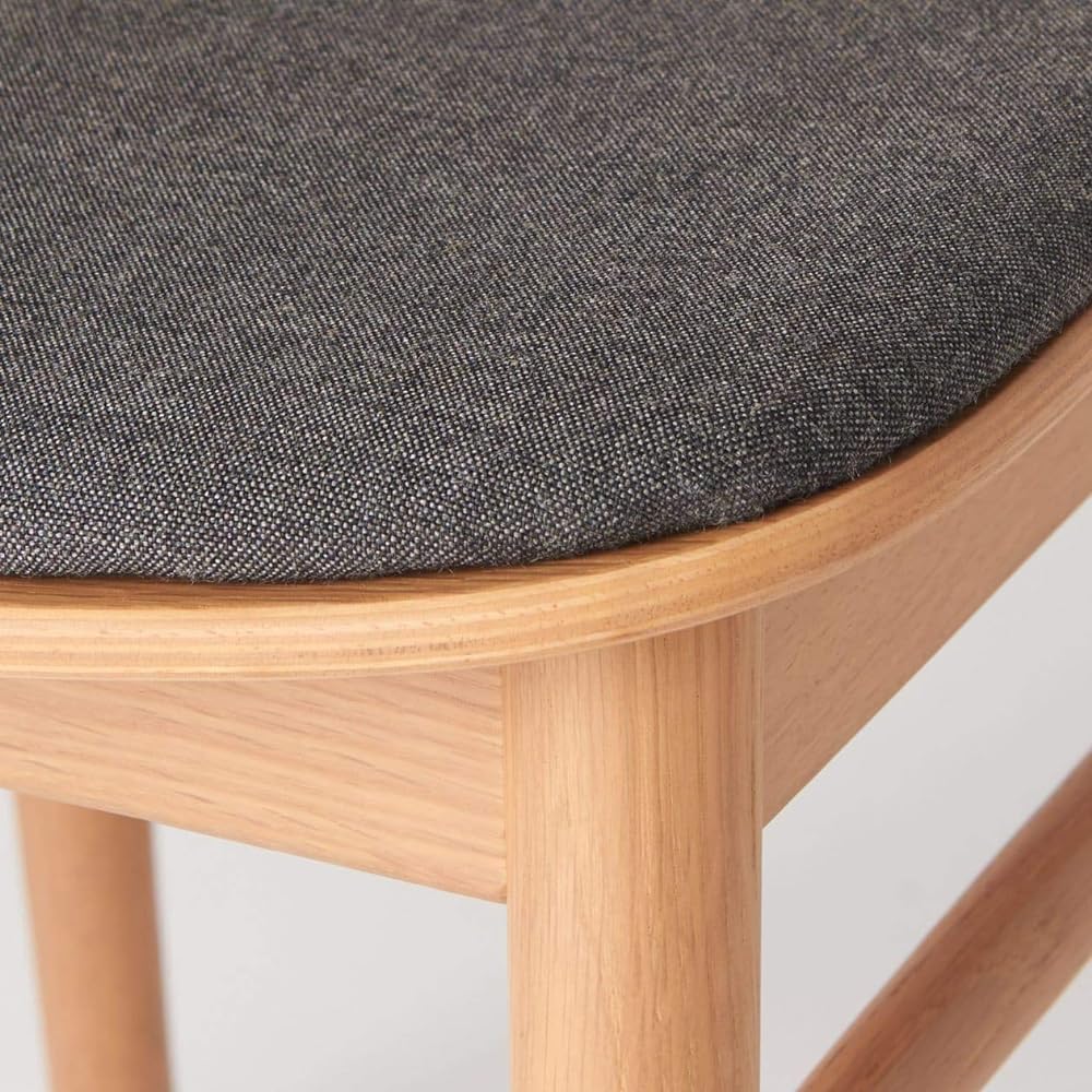 MUJI Round Chair, Cloth Seat, Oak Wood Width 45 x Depth 51 x Height 77cm 82009286