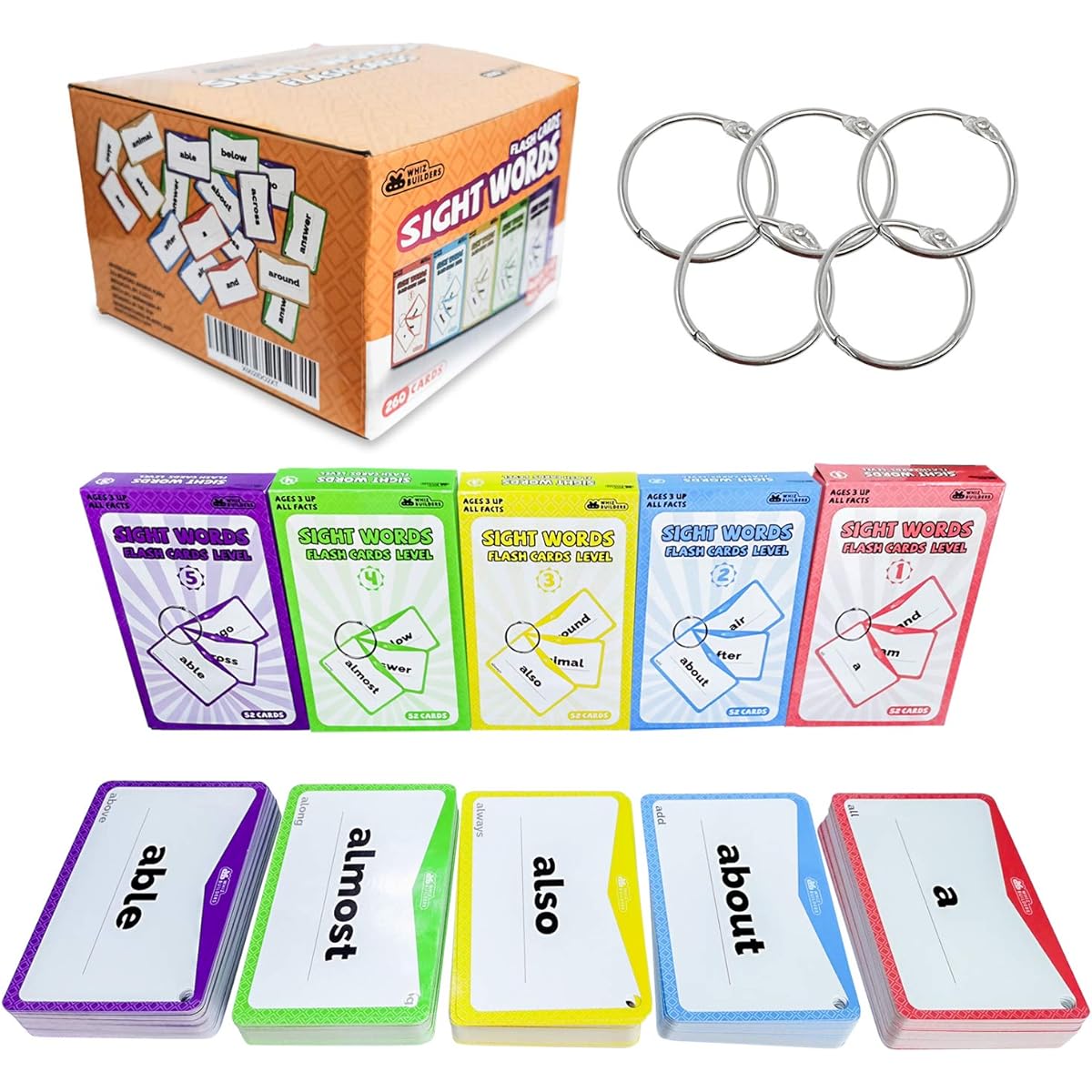 Kindergarten Sight Words Flash Cards 520 Words: Reading Sight Language Toddler Preschool Kids Games Ages 2-4 1 Year Old 2 Year Old 3rd Grade - Sight Word Games - Reading Flash Cards for 4-8 Year Olds