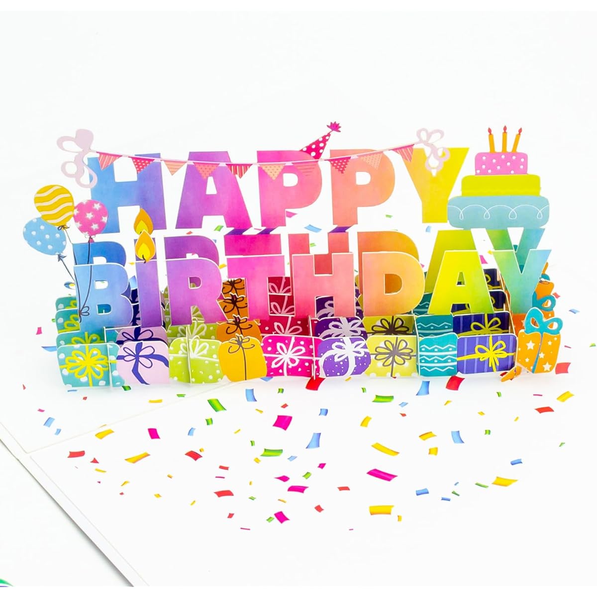 UDAPIX Alphabet Happy Birthday 3D Pop Up Cards for Adults and Kids, Birthday Gift Box for Girls and Boys, Unique Birthday Greeting Cards with Envelope & Note Tag, 6" x 8" with Cover