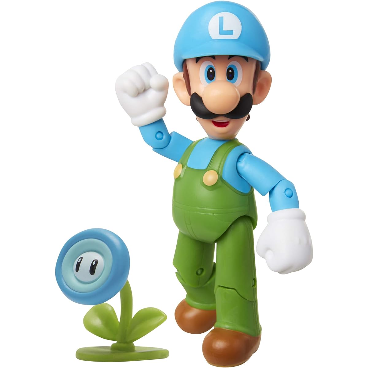 Nintendo Super Mario Collectibles Ice Luigi 4-Inch Poseable Articulated Action Figure with Ice Flower Accessory - Perfect for Kids and Collectors - Ages 3 and Up.
