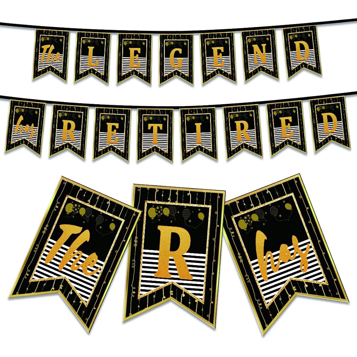 The Legend Has Retired Banner, Retirement Party Indoor Outdoor Decorations, Retirement Party Supplies Decorations, Happy Retirement Yard Signs, Black Gold Banner for Retirement Party