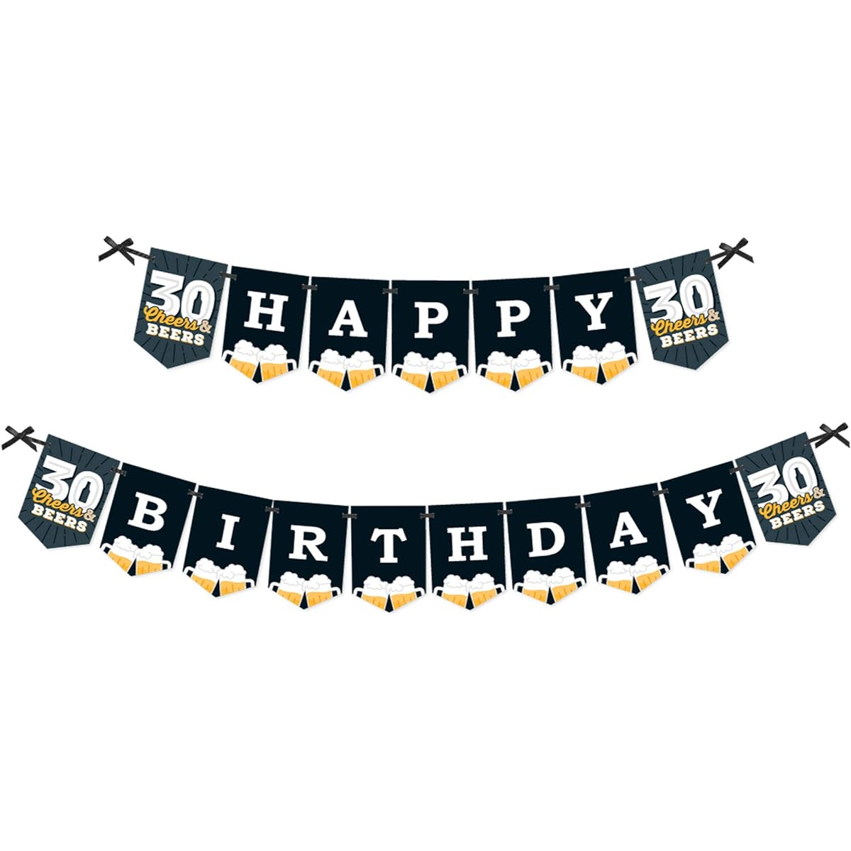 Big Dot of Happiness Cheers and Beers to 30 Years - 30th Birthday Party Bunting Banner - Party Decorations - Happy Birthday
