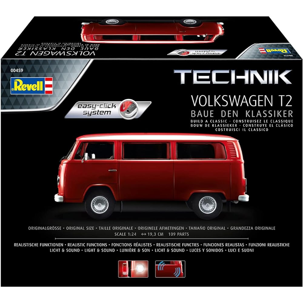 German Level 1/24 Level Technic Series Volkswagen T2 w/Light & Sound Plastic Model 00459