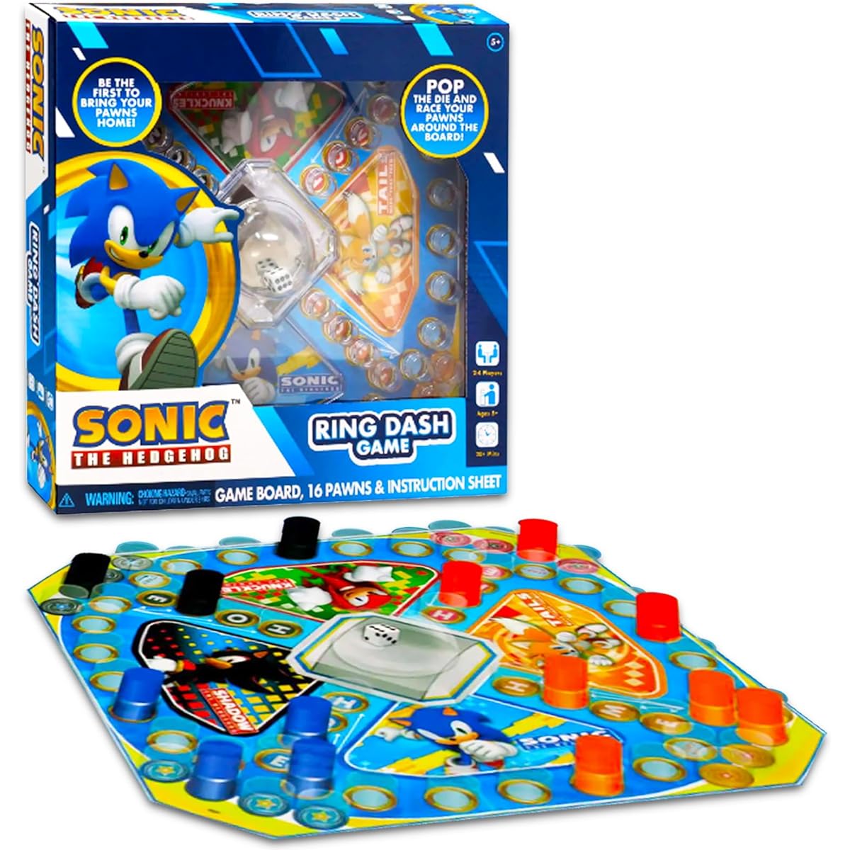 Sonic the Hedgehog Pop Up Board Game - Sonic Board Game for Kids with Pop Up Dice Plus Stickers - Sonic the Hedgehog Game for Birthday Parties
