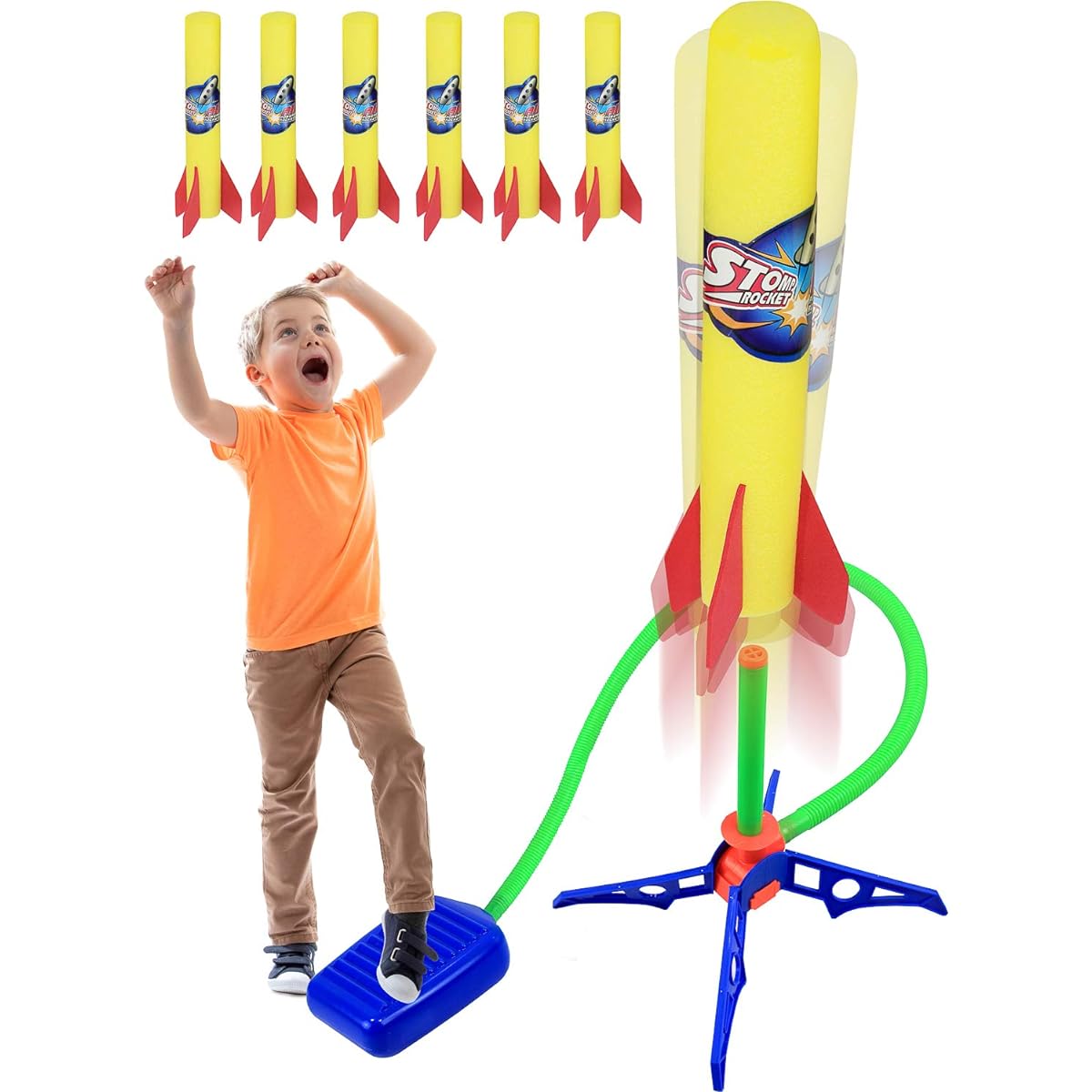 Kiddie Play Rocket Launcher - Rocket Launcher for Kids with 6 Rockets - Outdoor Toys - Gifts for Boys and Girls - Ages 6+