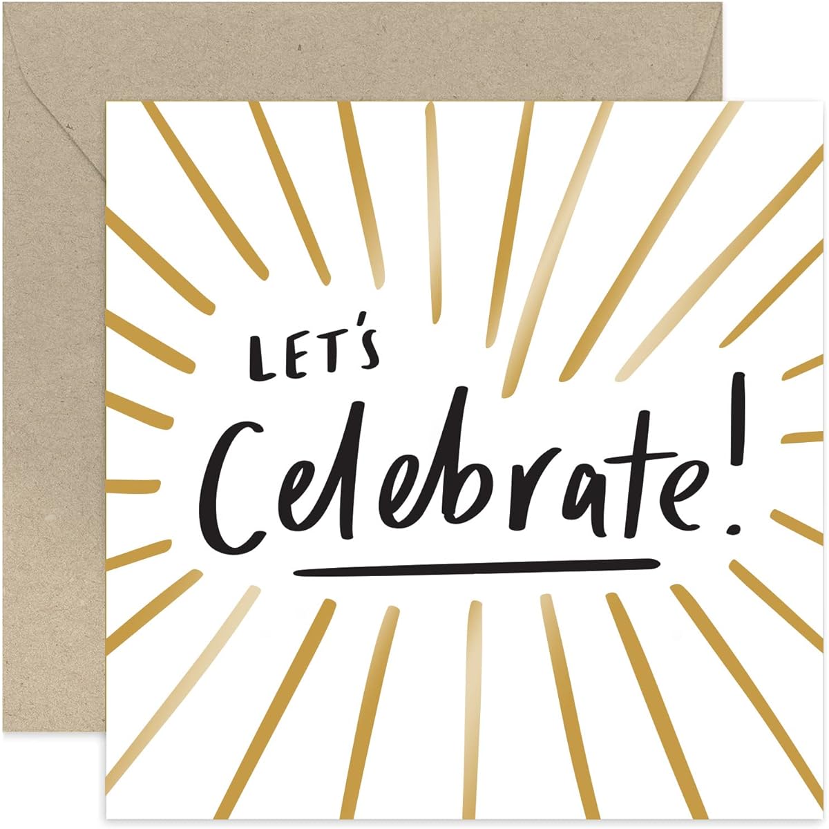 Old English Co. Well Made Cards for Him or Her - "Let's Celebrate" Gold Foil Congratulations Greeting Card for Men and Women - New Job, Engagement, Birthday, Exam Results | Blank with Envelope