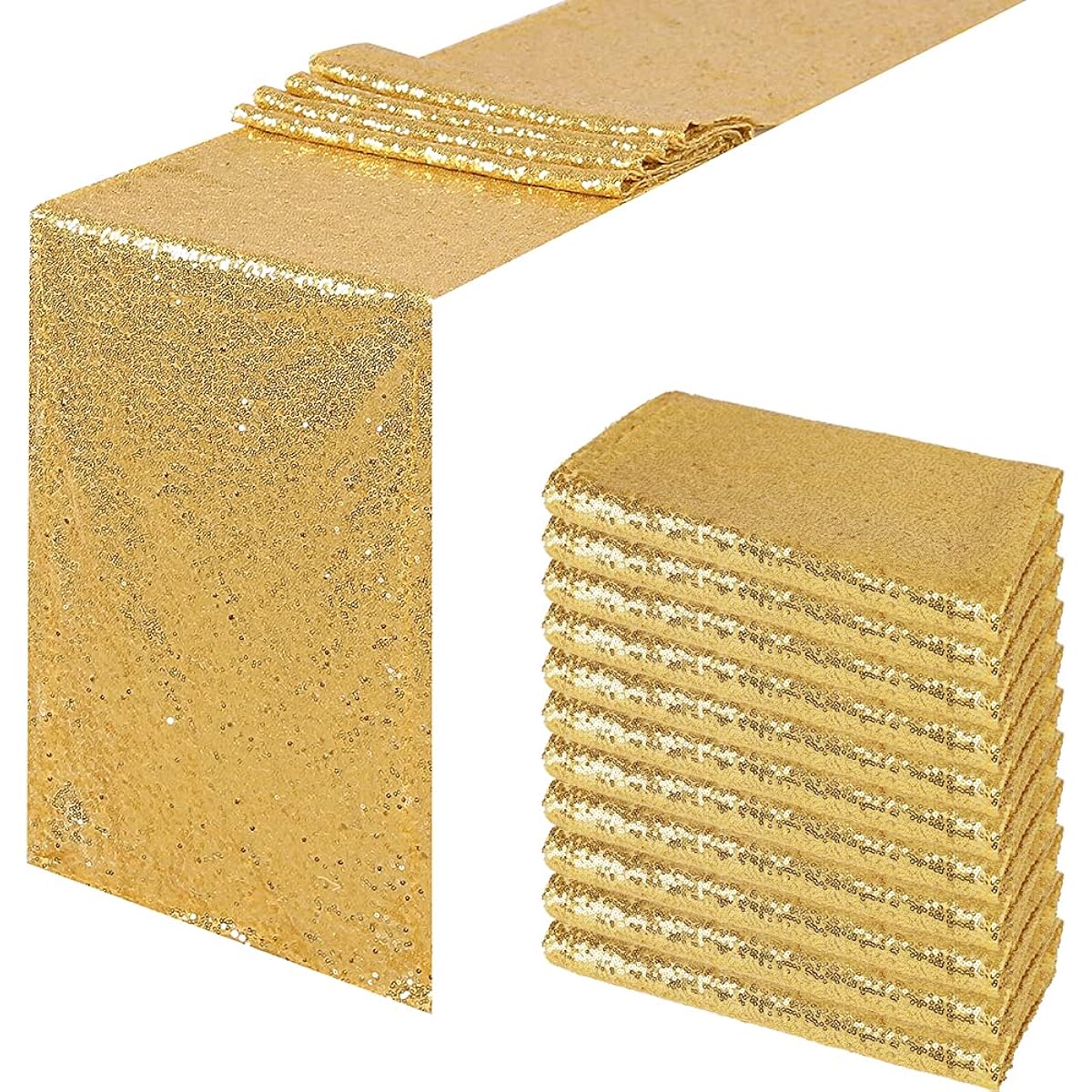 TRLYC Gold Sequin Runner – Gold Table Runner for Weddings (11.1x108 inches)