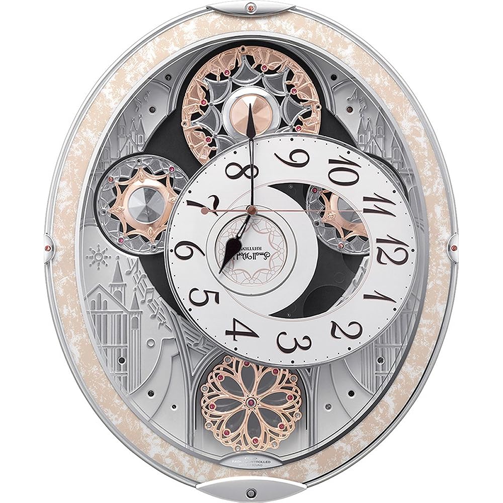 RHYTHM Wall Clock Radio Clock Analog Karakuri 48 Songs Melody White 45.7x37.9x8.5cm 8MN407RH03