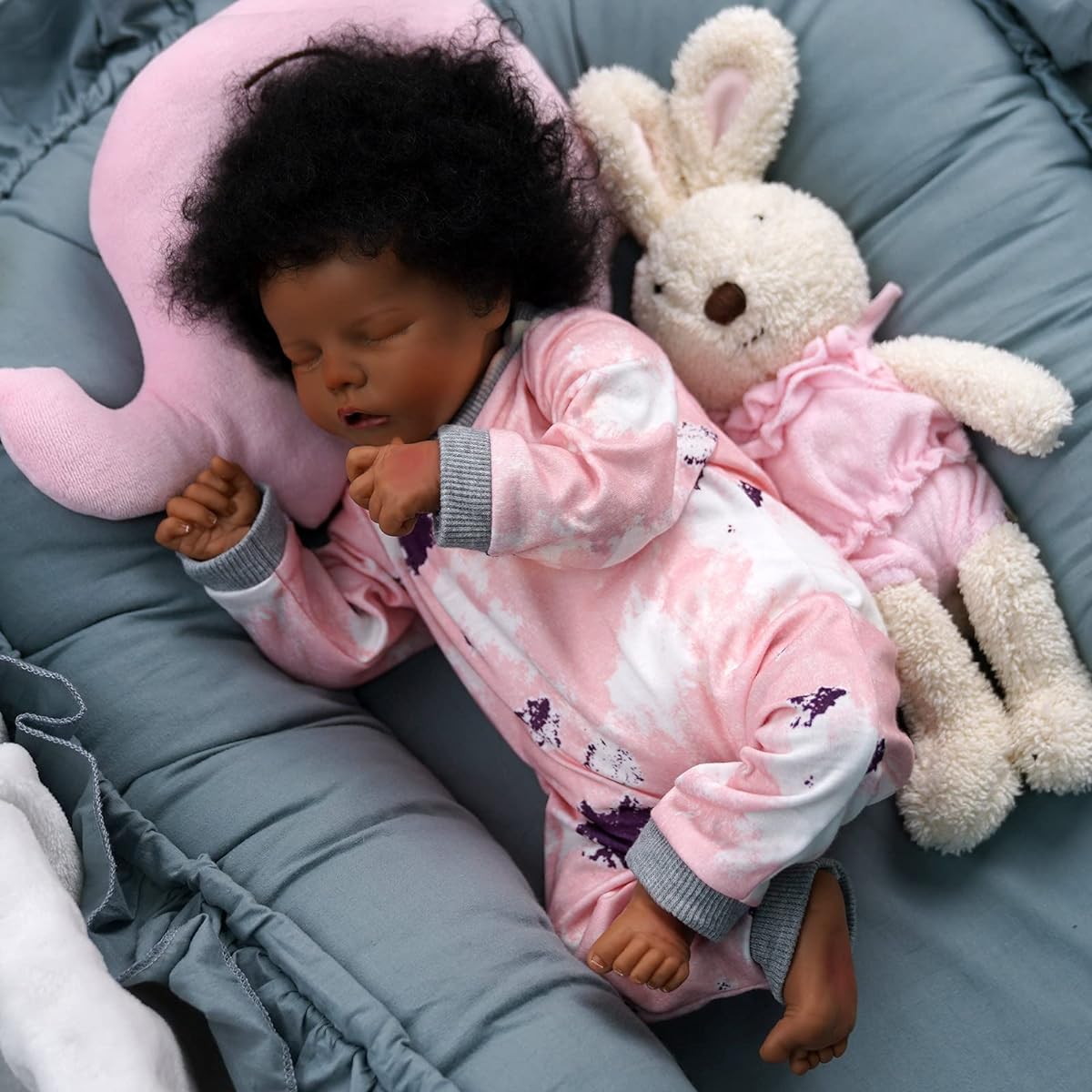 Lifelike Reborn Baby Doll Black 17 Inch Real Newborn Baby Doll African American Real Life Baby Doll Full Vinyl Body Gift Box Ages 3+