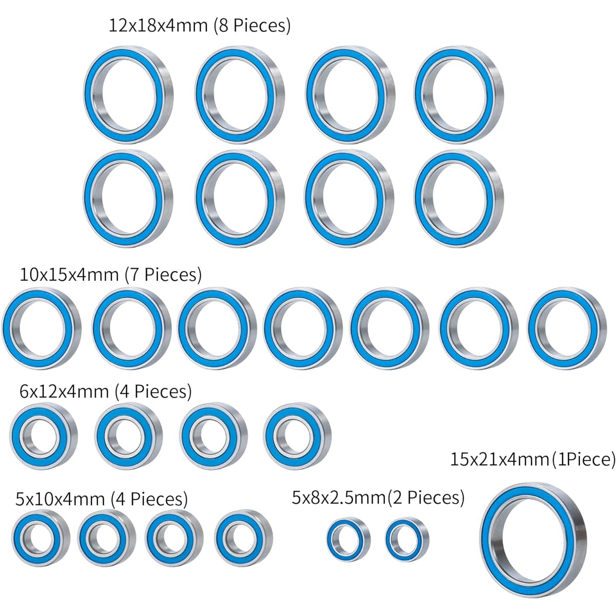 BRKRC 26pcs/Set Blue Ball Bearing Kit Arrma Big Rock Typhon Granite Senton 3s BLX RC Crawler Car Upgrade Parts
