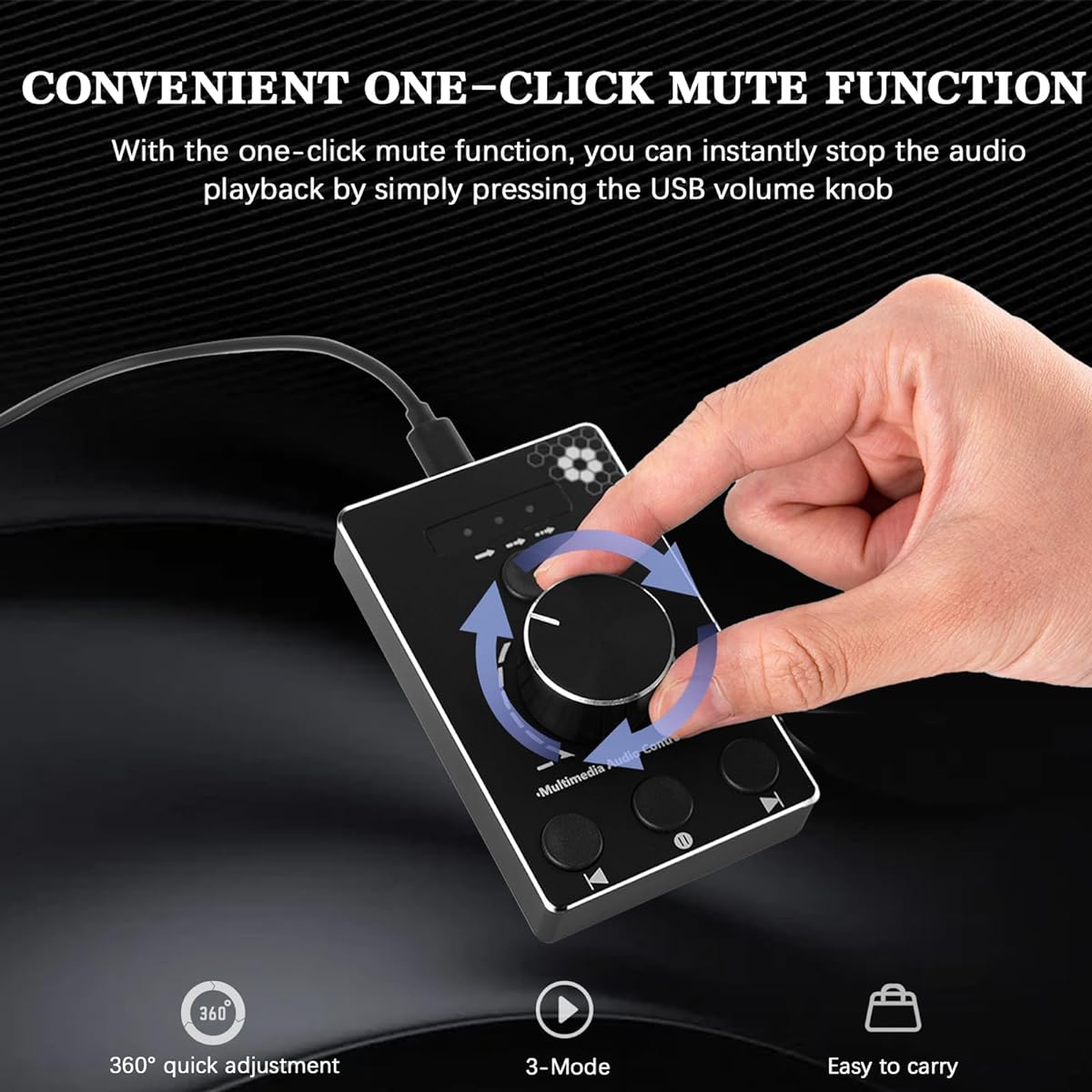 Volume Knob USB Volume Control Knob for PC Multimedia Controller Knob with One Click Mute Function 3 Volume Control Modes for Win&Mac