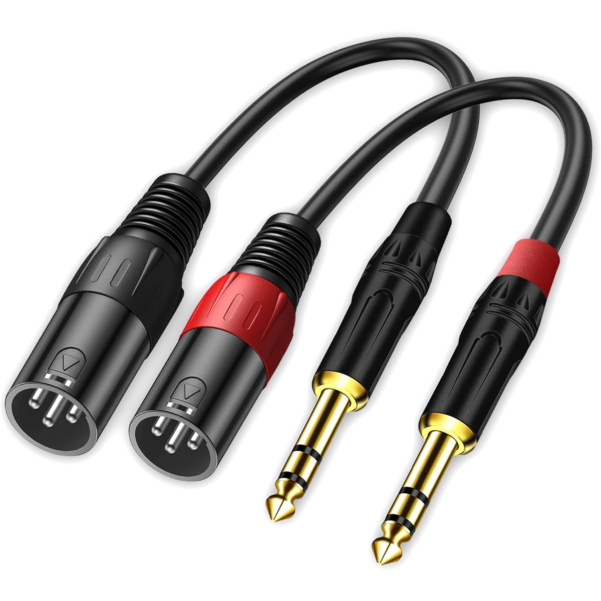 LanSenSu XLR to 1/4 TRS Stereo Adapter, XLR Male to 1/4" (6.35mm) Stereo Balanced Microphone Stereo Audio Converter Adapter Cable 2 Pack - 11.8"