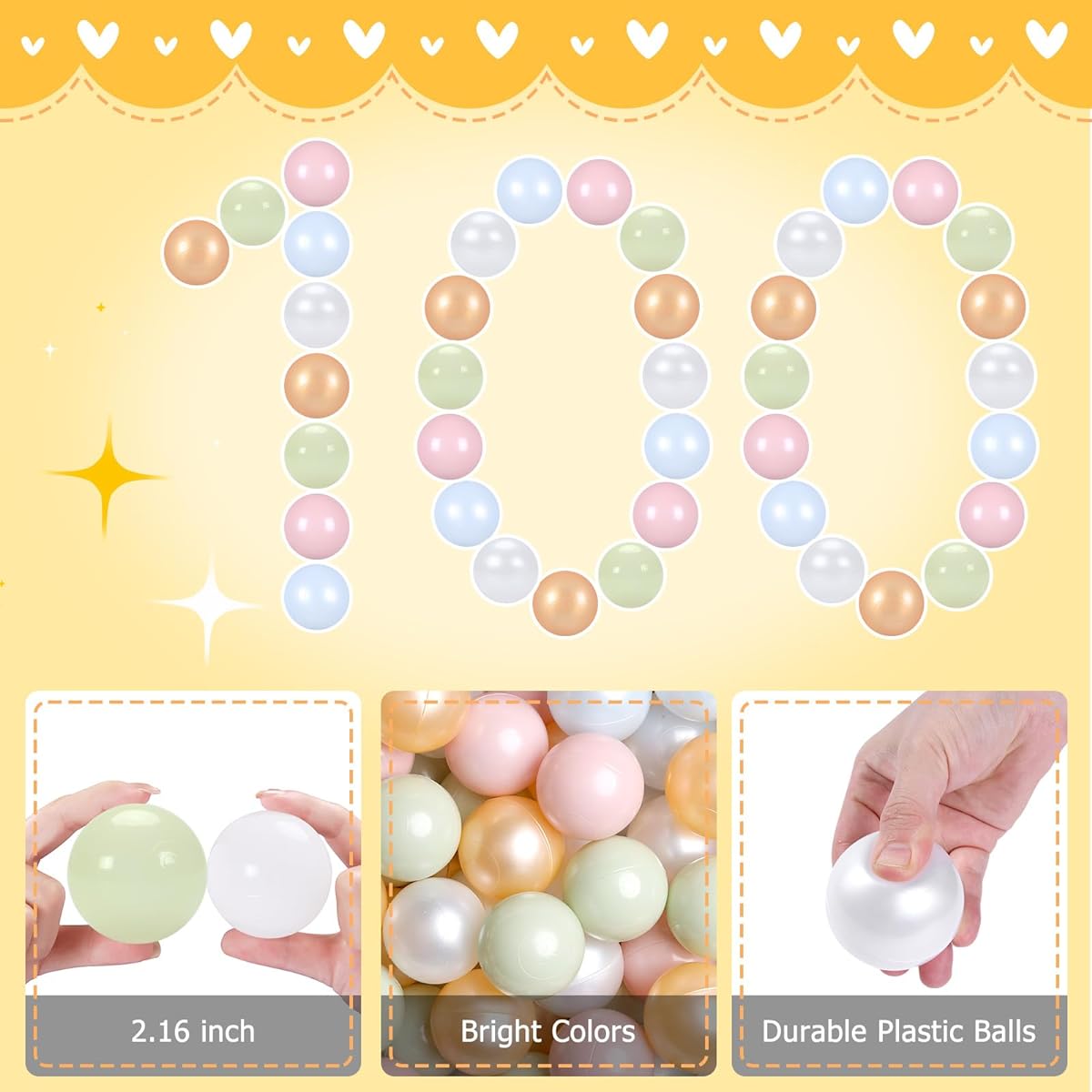 BABESCHOICE Ball Pit Balls Reusable 100 Baby Balls