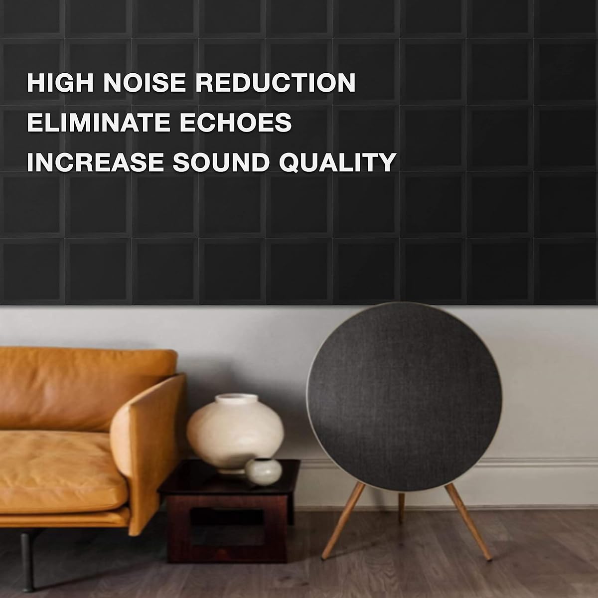 Soundproofing Foam Panels, Set of 24, 2" x 12" x 12", Soundproofing Foam, Sound Absorbing Material, Soundproofing, Sound Absorbing Material, Soundproofing, Acoustic Treatment for Home and Office