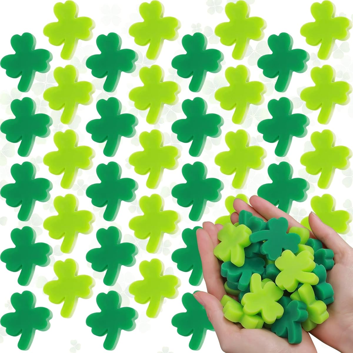 Hungdao St. Patrick's Day Stress Toy Mini Shamrock Relaxing Squeeze Ball Clover Stress Relief Toy St. Patrick's Day Party Favors School Carnival Gift Replacement (40 Pieces)