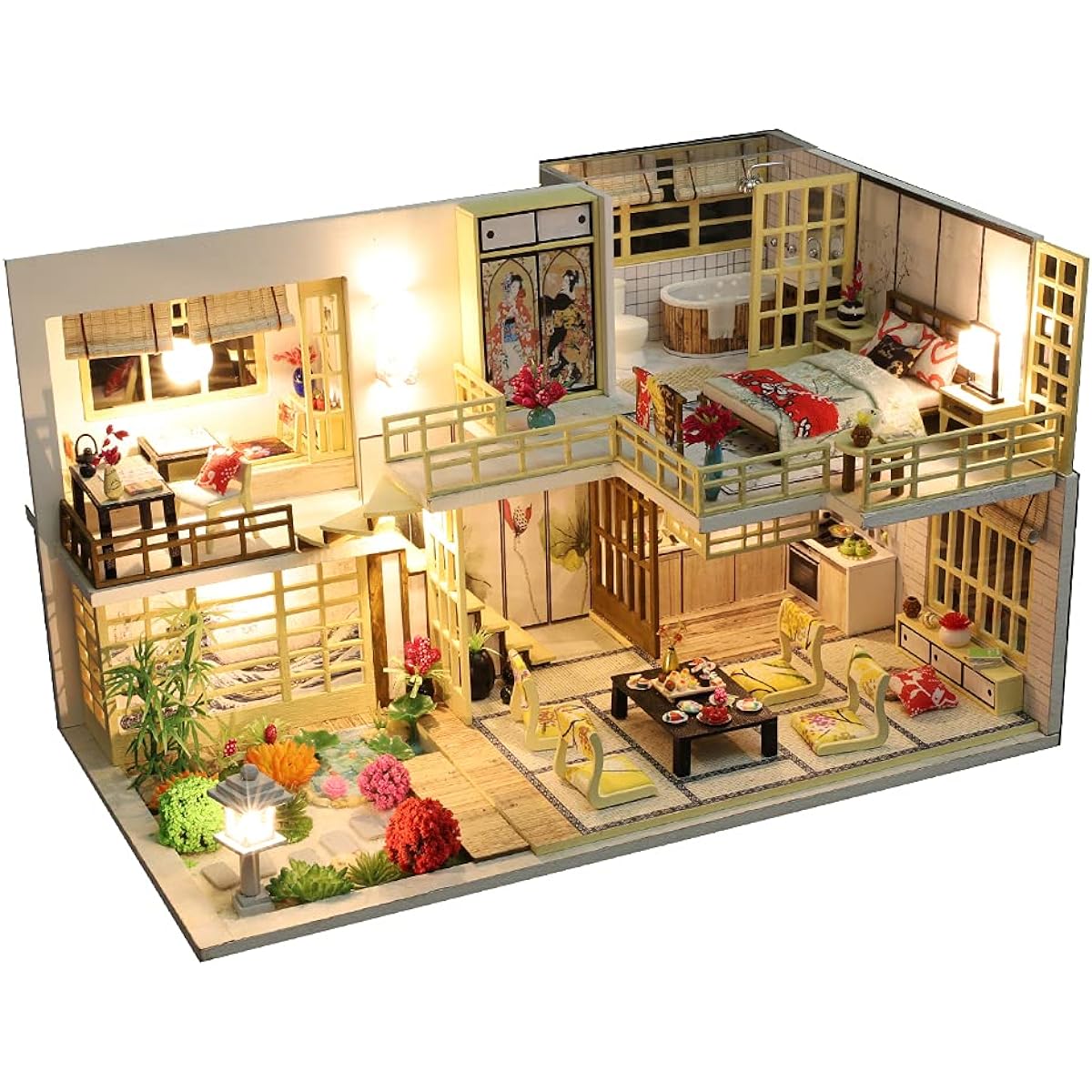 Flever Dollhouse Miniature DIY House Kit Japanese Style Creative Room Furnished Romantic Valentine Gift (Quiet and Elegant Residence)