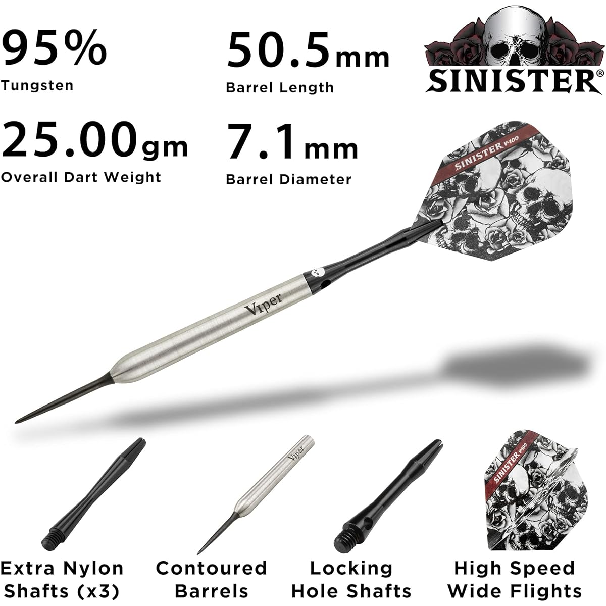 Viper by GLD Products Sinister 95% Tungsten 25g Steel Tip Darts & CaseMaster Deluxe Realtree Dart Case Camouflage