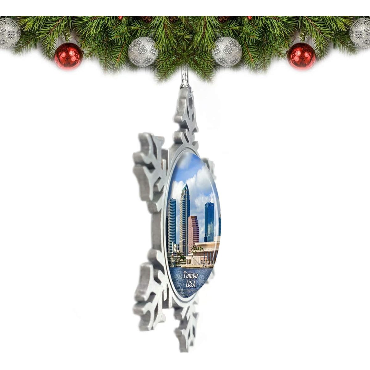 Umsufa USA Tampa Christmas Ornaments Tree Decoration Crystal Metal Souvenir Gift